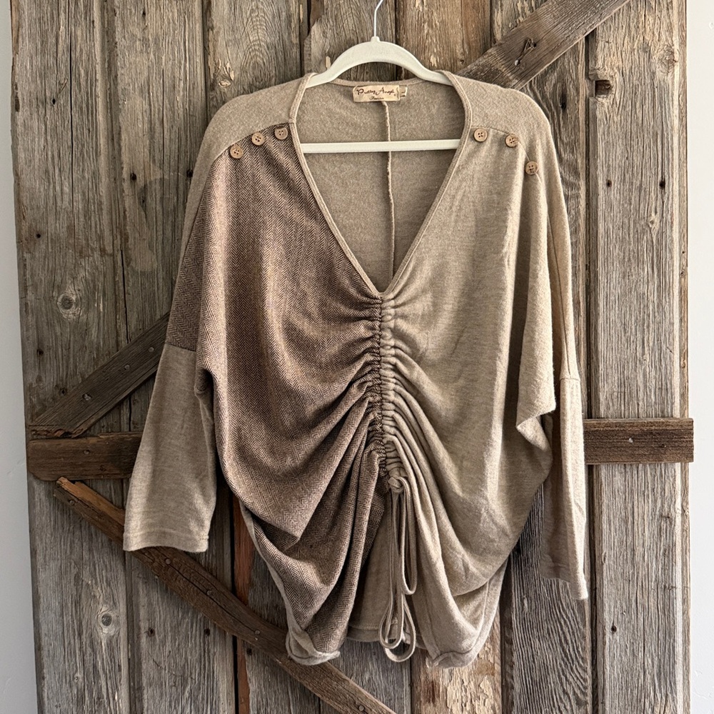 Pretty Angel Taupe and Brown Buttoned Cardigan